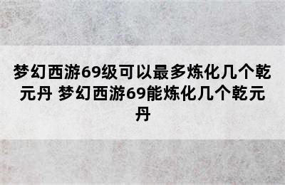 梦幻西游69级可以最多炼化几个乾元丹 梦幻西游69能炼化几个乾元丹